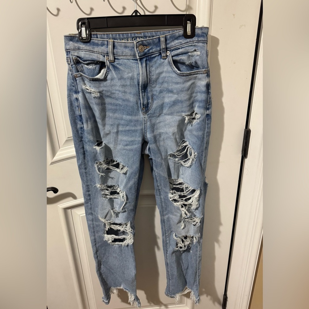 American Eagle Outfitters Ripped Light Blue Boyfriend Jeans